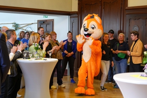 Das Maskottchen Freddy auf dem Ehrengastempfang.