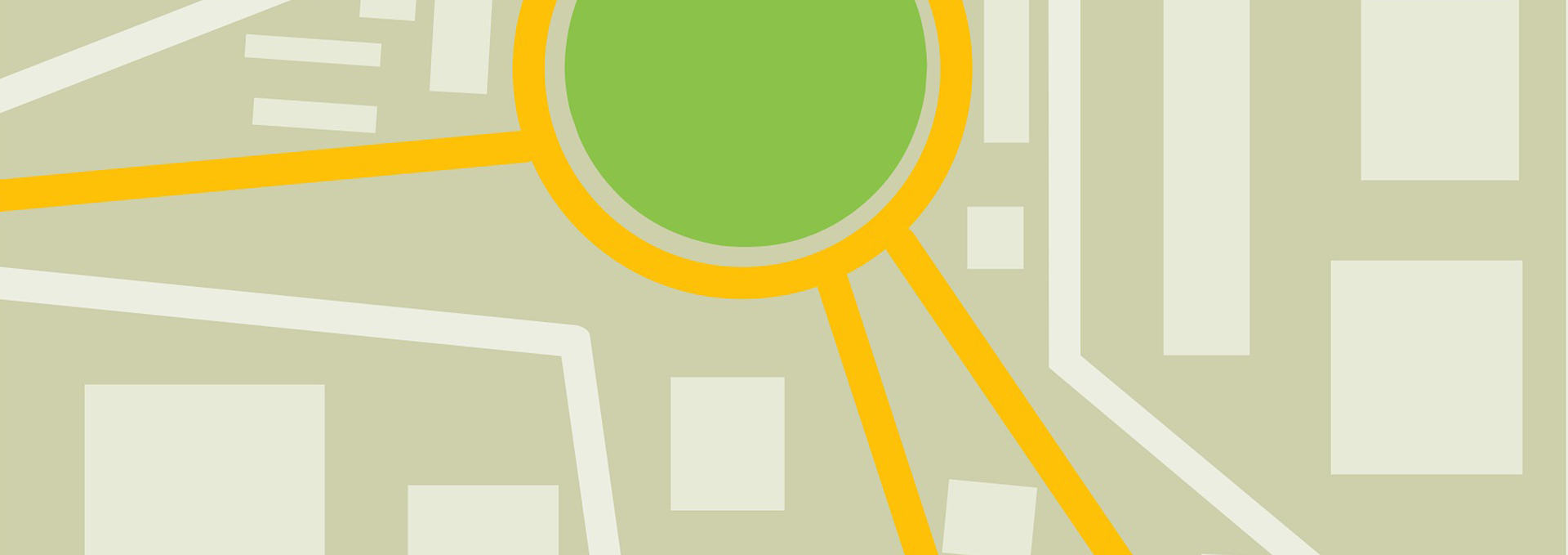 Eine Karte mit Markierungen für Orte und Straßen.